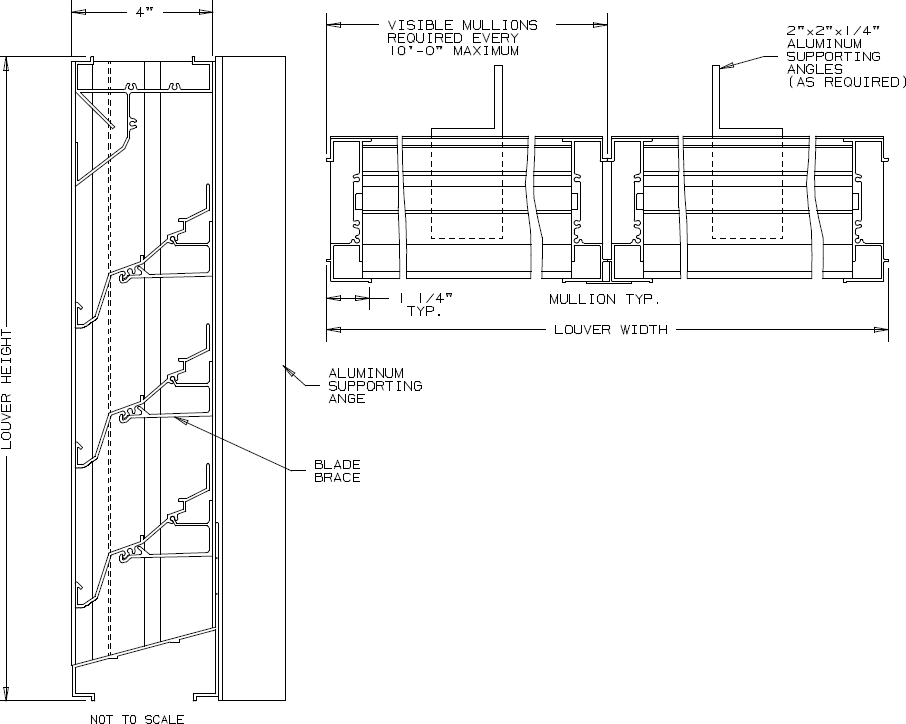 4" Deep 45° Dual Drainable Stationary Blade Louver