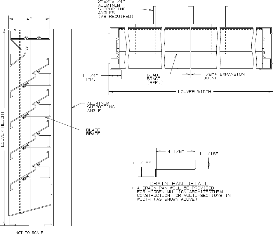 4" Deep 30° Baffle Blade Louver