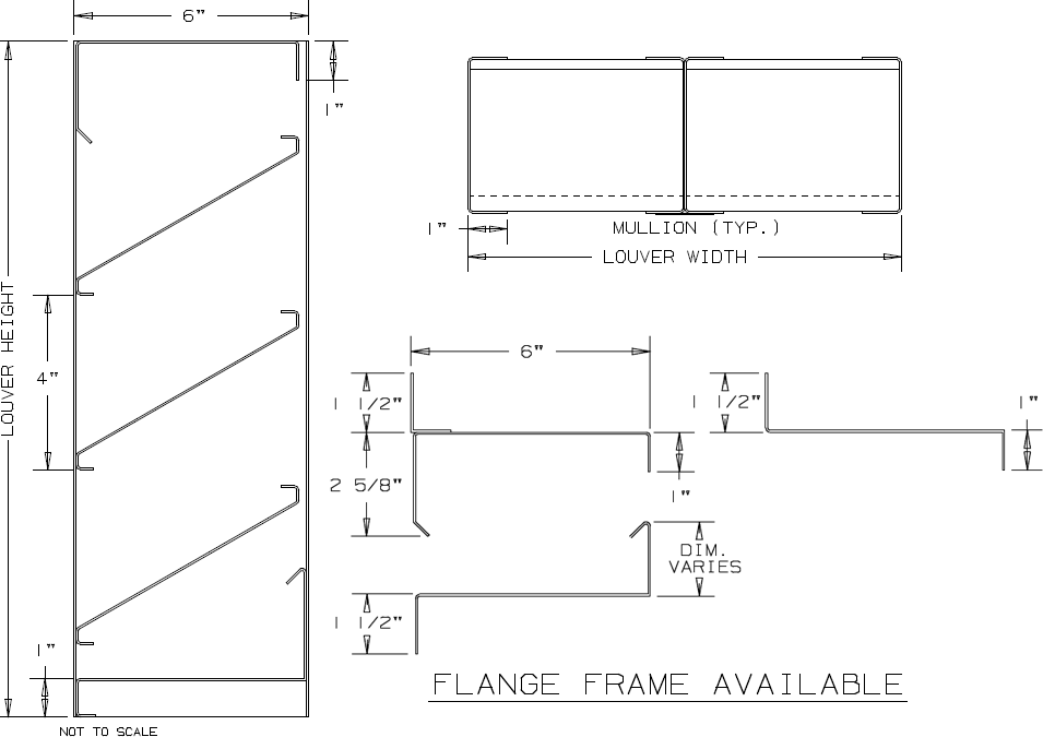 6" Deep 30° Stationary NonDrainable Blade Steel Louver